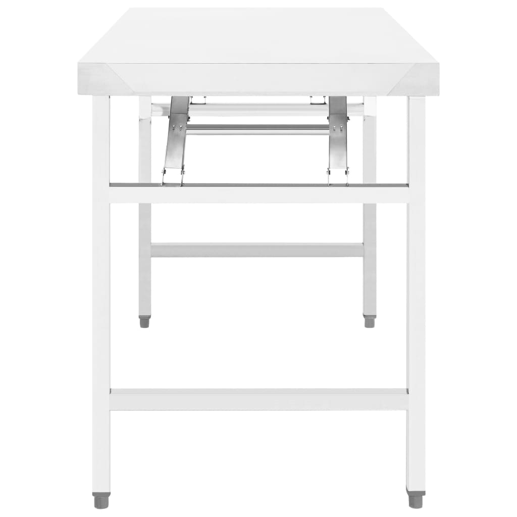Table De Travail Pliable De Cuisine 85X60X80Cm Acier Inoxydable