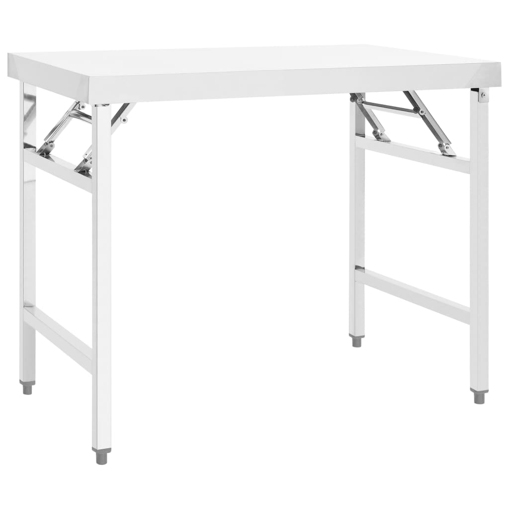 Table De Travail Pliable De Cuisine 85X60X80Cm Acier Inoxydable