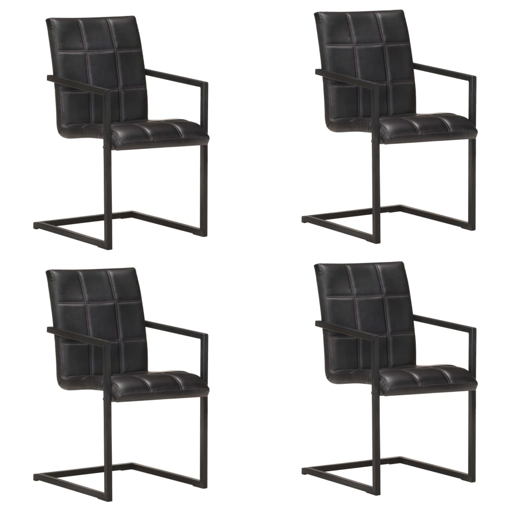 Chaises À Manger Cantilever Lot De 6 Marron Cuir Véritable