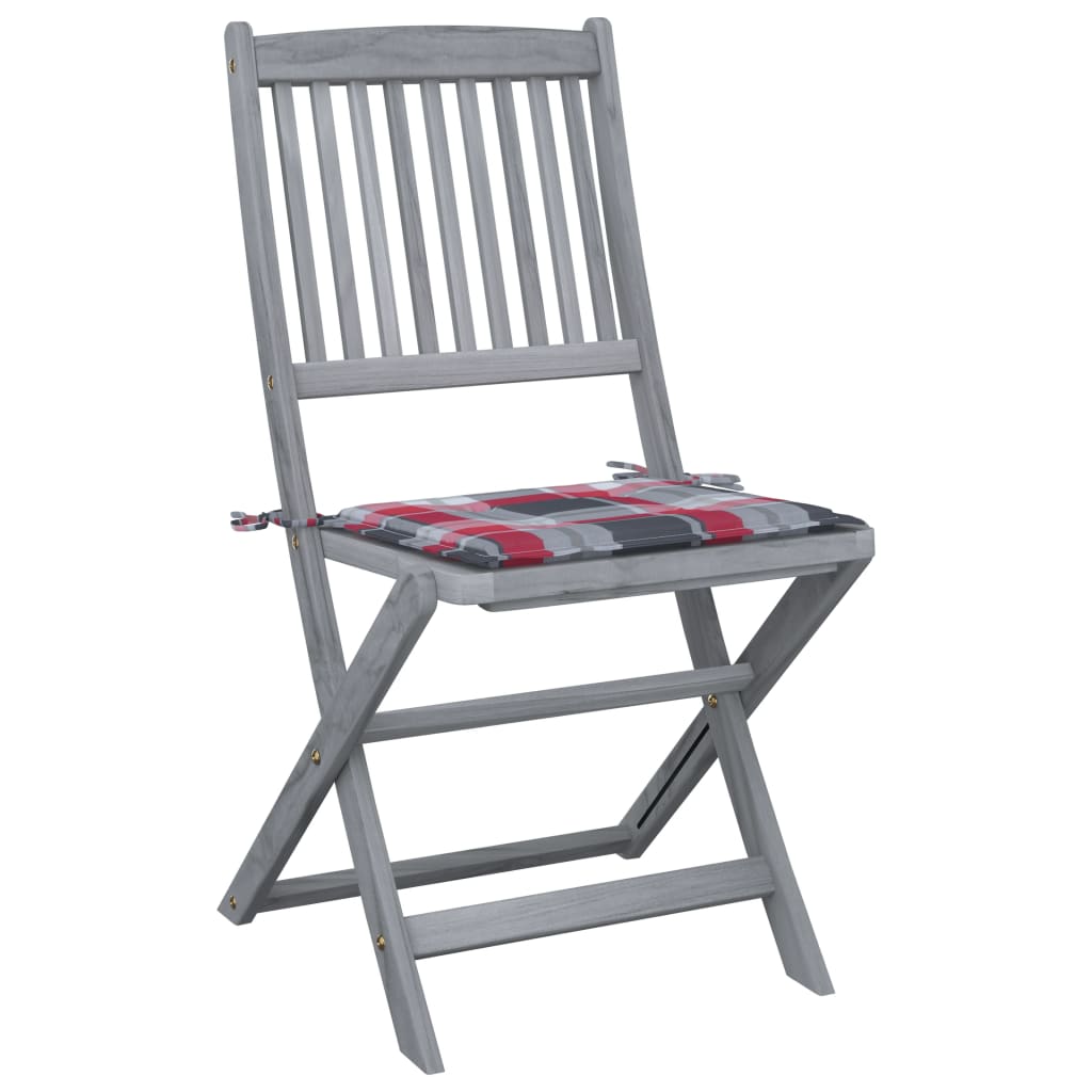 Chaises Pliantes 6 Pièces Avec Coussins En Bois D'acacia Massif