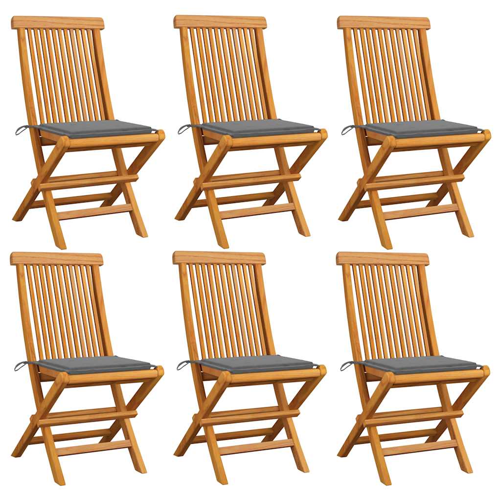 Chaises Pliantes Avec Coussins À Carreaux Rouges (6 Pièces) En Bois De Teck Massif