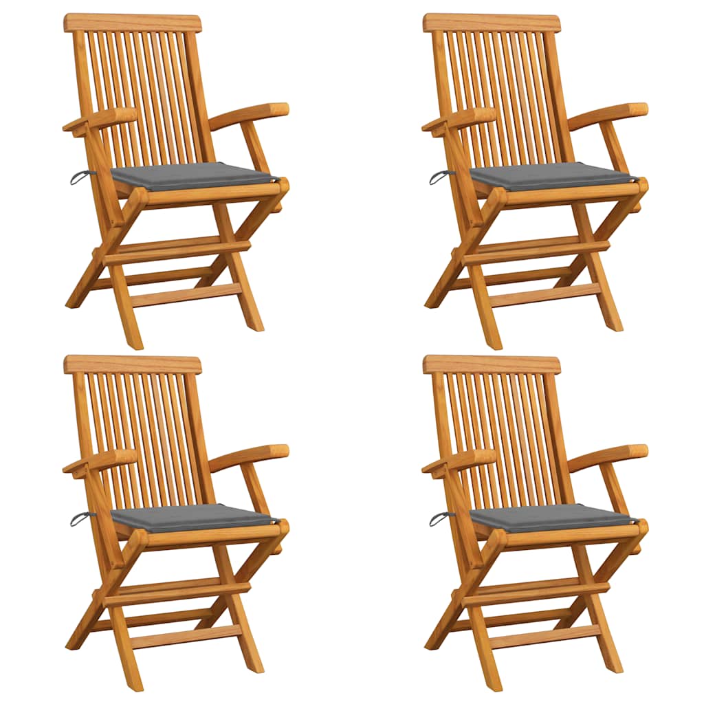 Chaises Pliantes Avec Coussins À Carreaux Rouges (6 Pièces) En Bois De Teck Massif