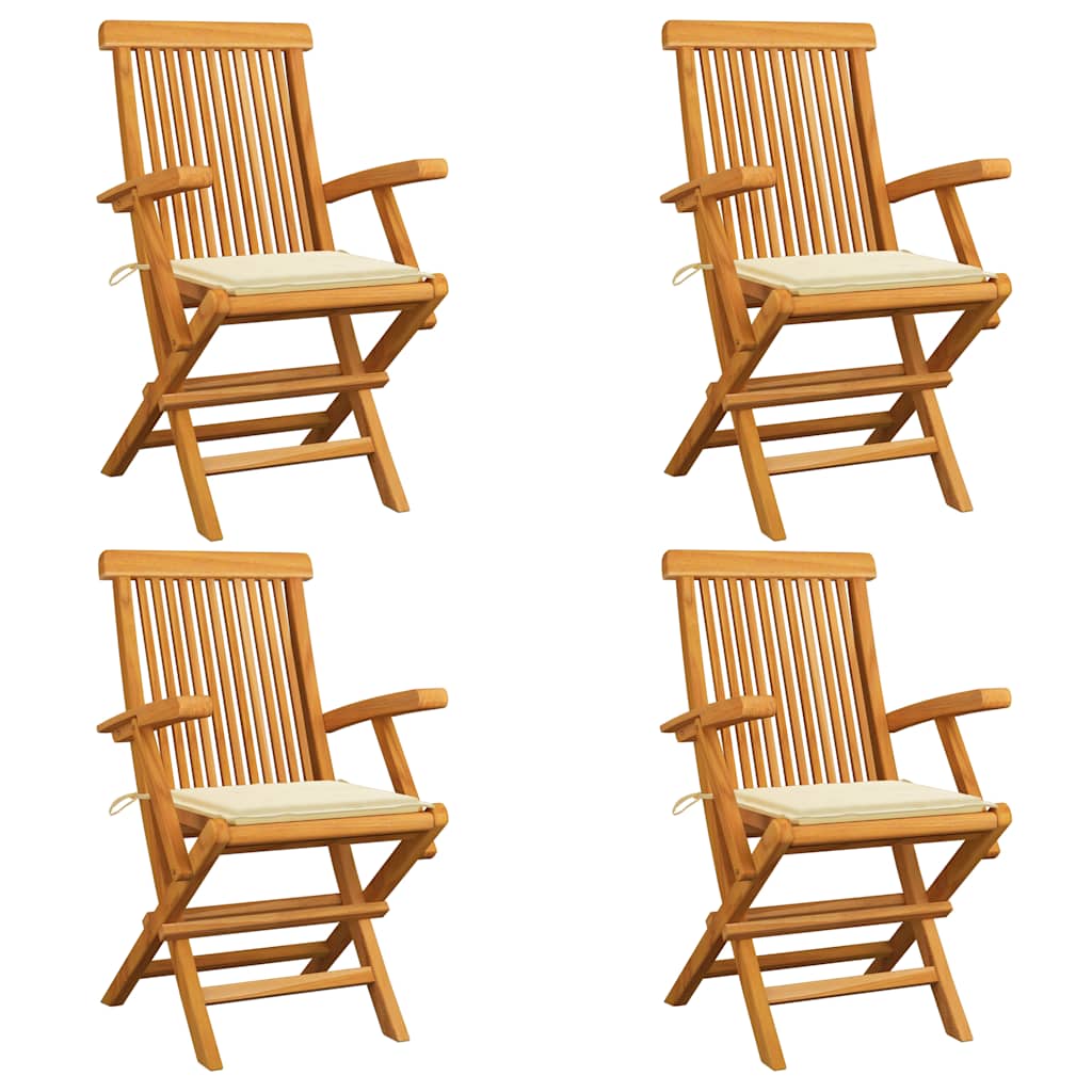 Chaises Pliantes Avec Coussins À Carreaux Rouges (6 Pièces) En Bois De Teck Massif