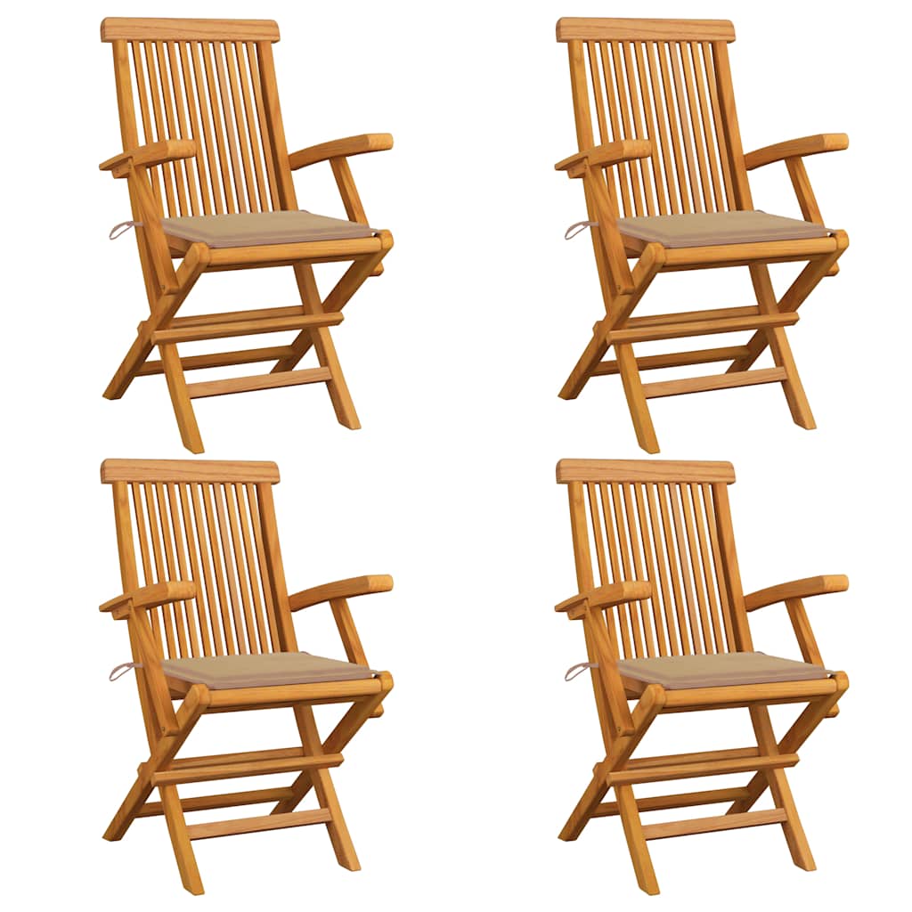 Chaises Pliantes Avec Coussins À Carreaux Rouges (6 Pièces) En Bois De Teck Massif