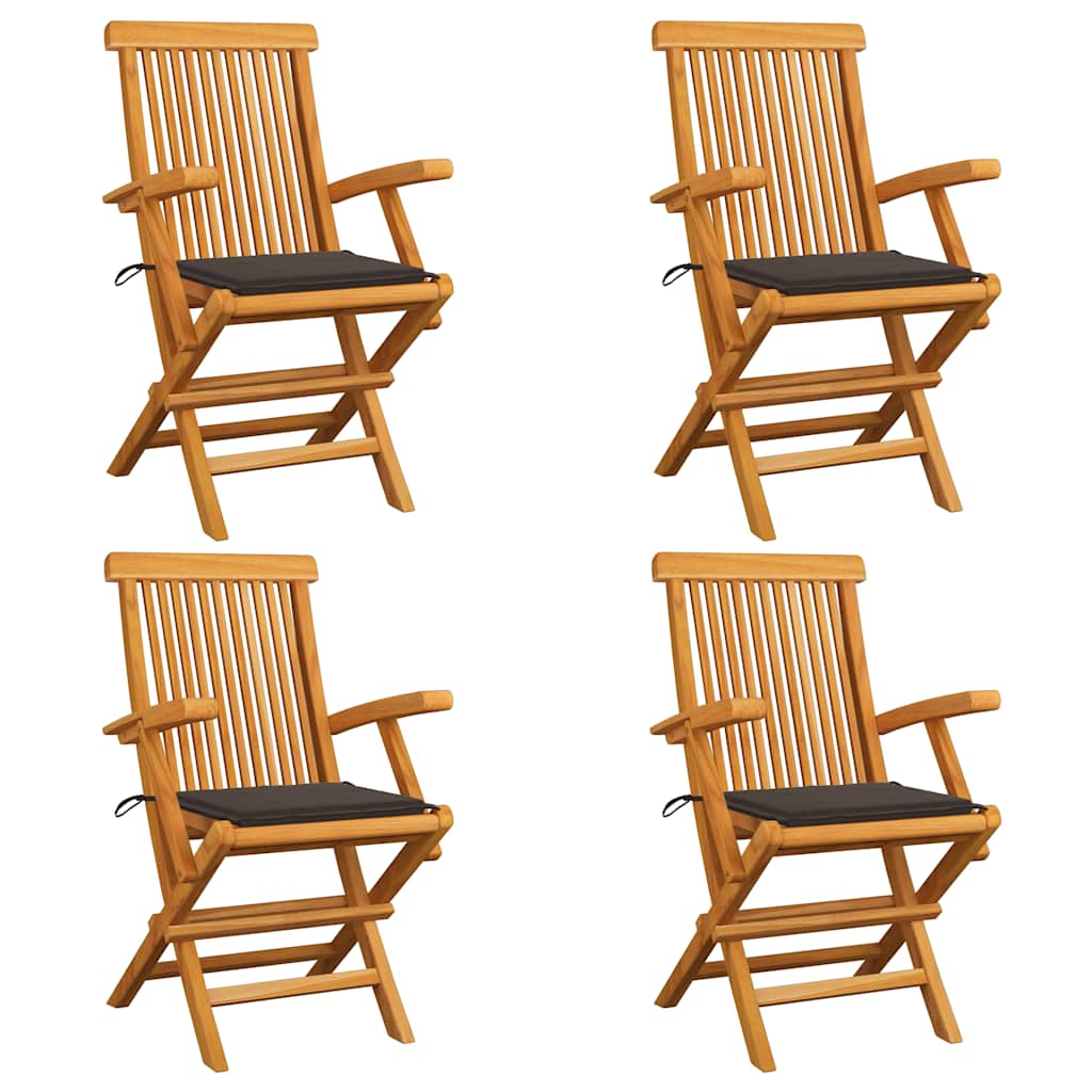 Chaises Pliantes Avec Coussins À Carreaux Rouges (6 Pièces) En Bois De Teck Massif