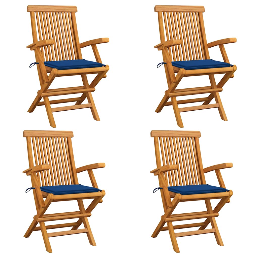 Chaises Pliantes Avec Coussins À Carreaux Rouges (6 Pièces) En Bois De Teck Massif