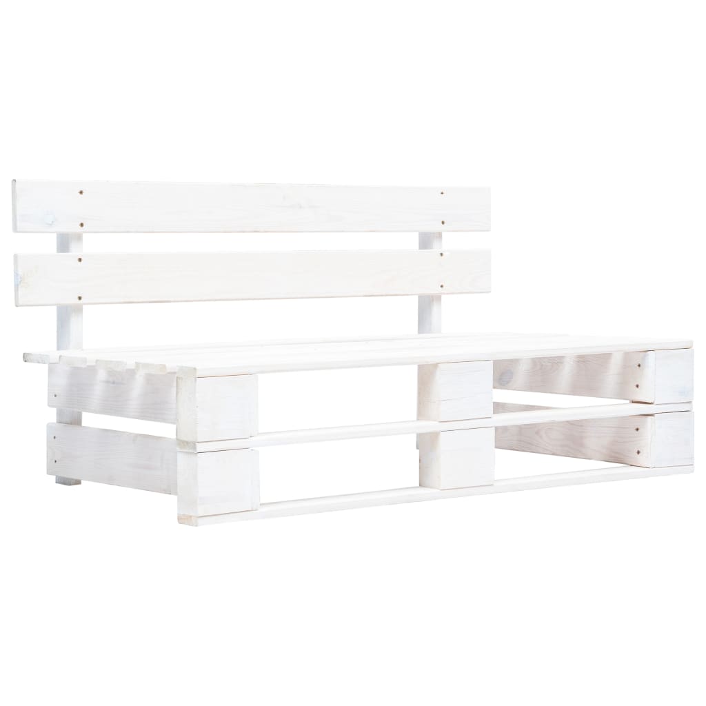 Canapé Central Palette De Jardin Blanc Bois De Pin Imprégné