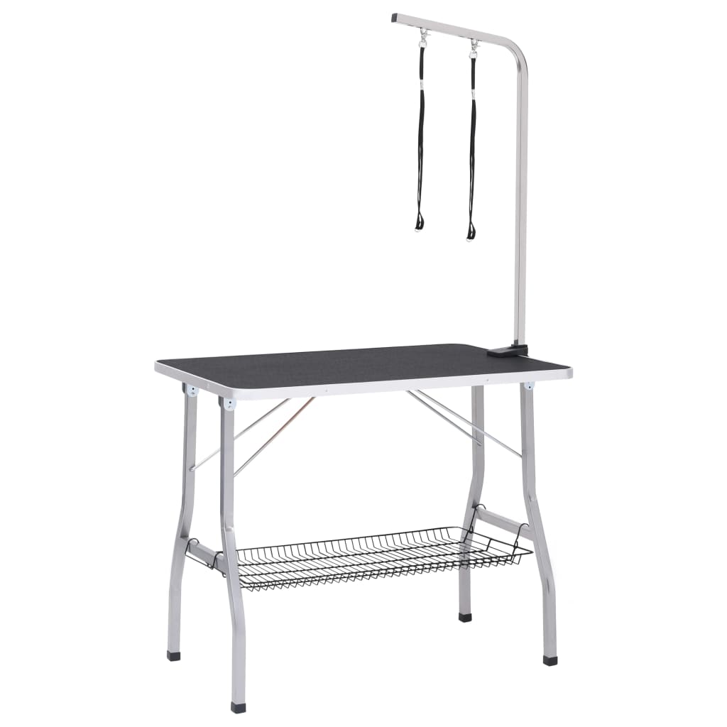 Table De Toilettage Réglable De Chiens Avec 2 Boucles Et Panier