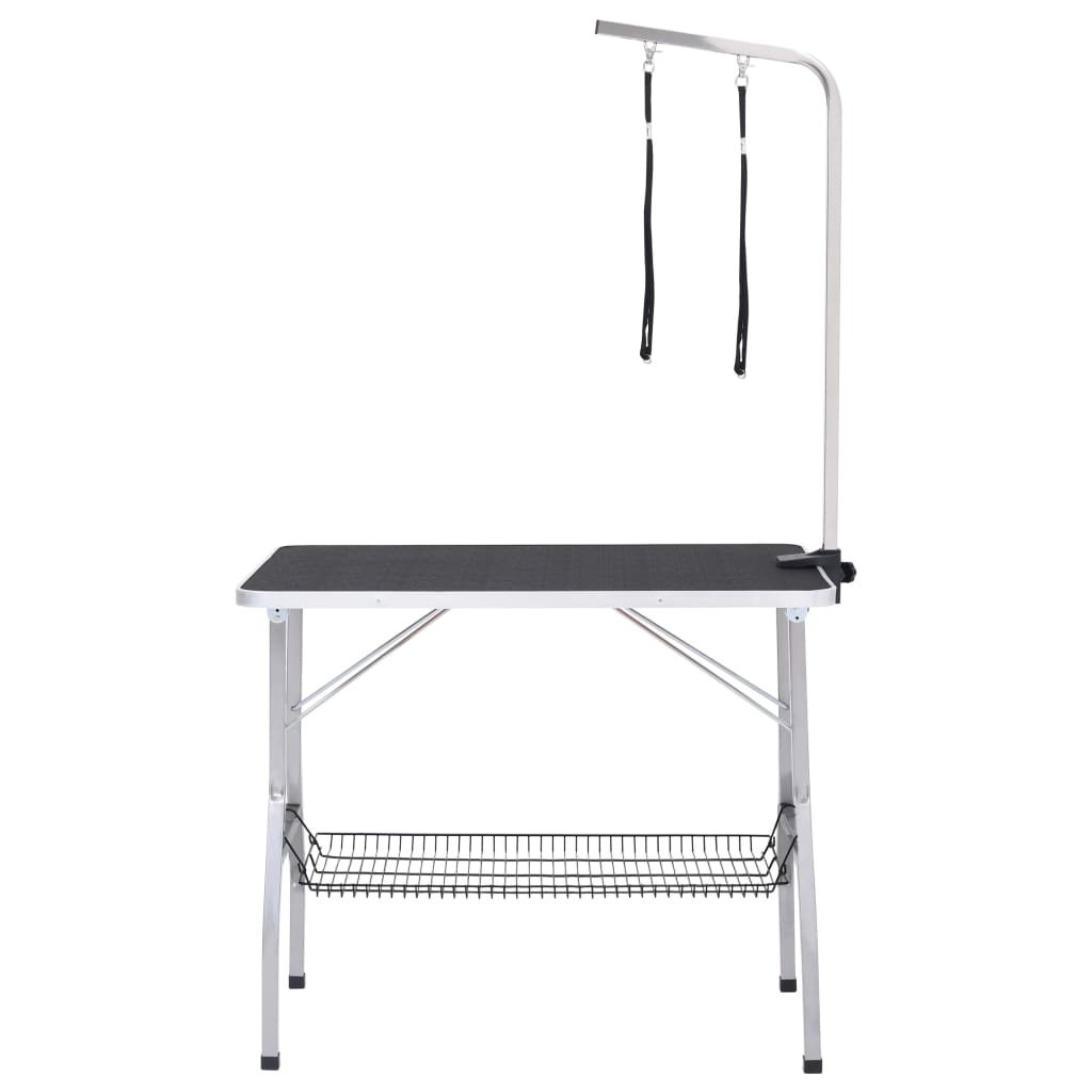 Table De Toilettage Réglable De Chiens Avec 2 Boucles Et Panier