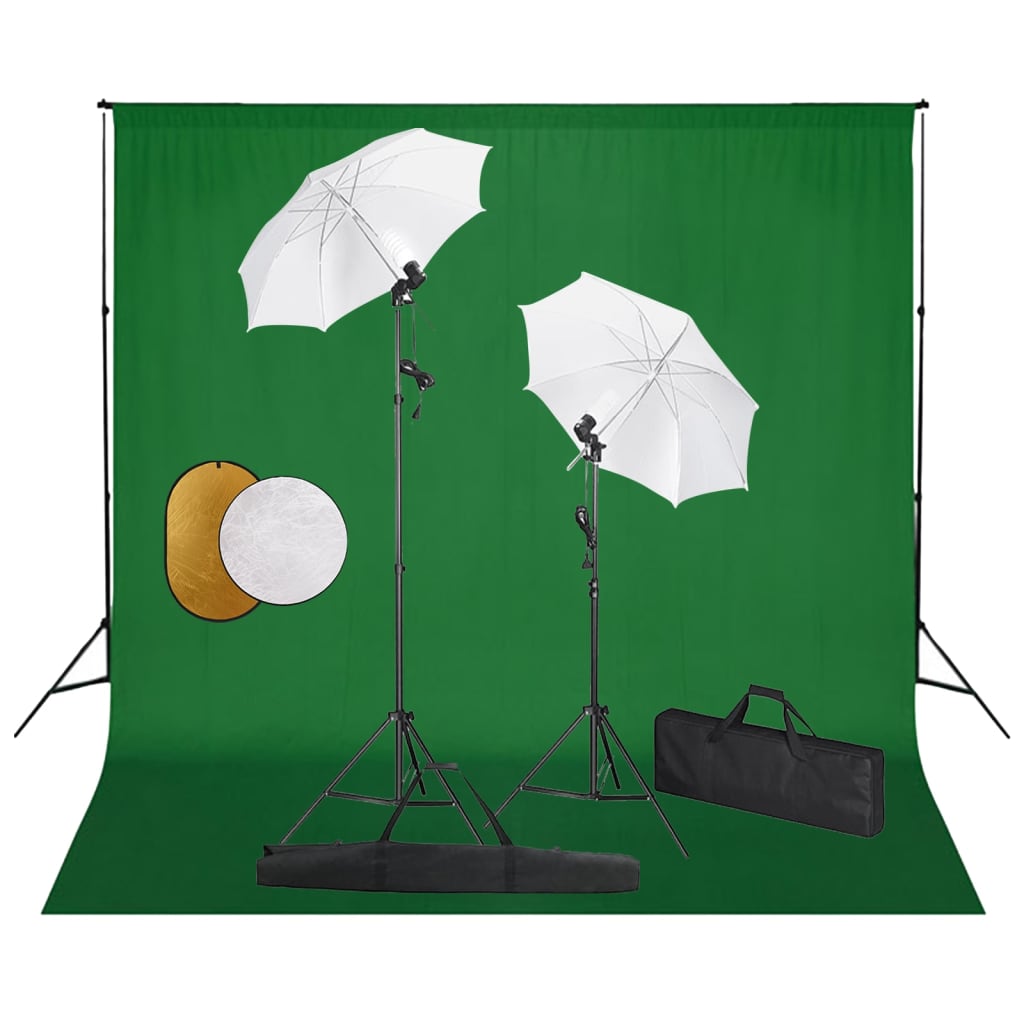 Kit De Studio Photo Avec Lampes Toile De Fond Et Réflecteur