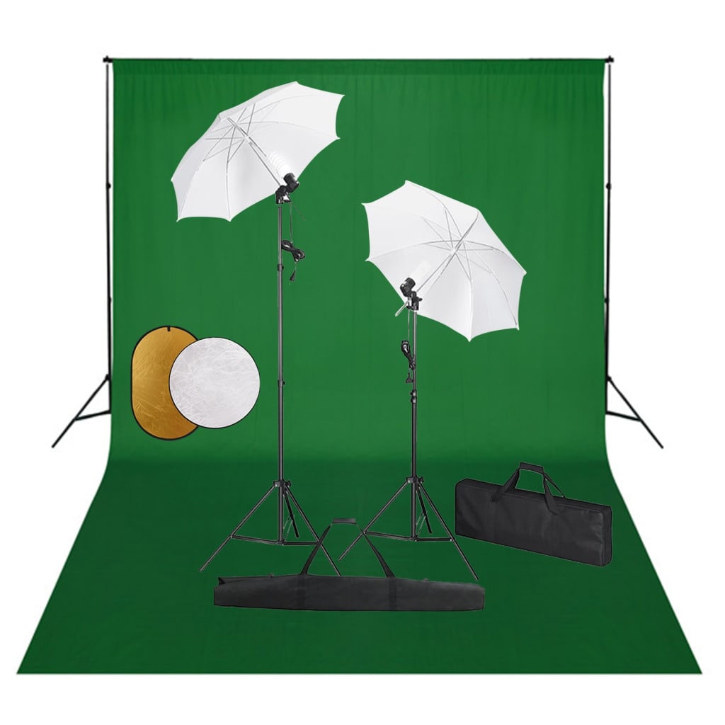 Kit De Studio Photo Avec Lampes Toile De Fond Et Réflecteur