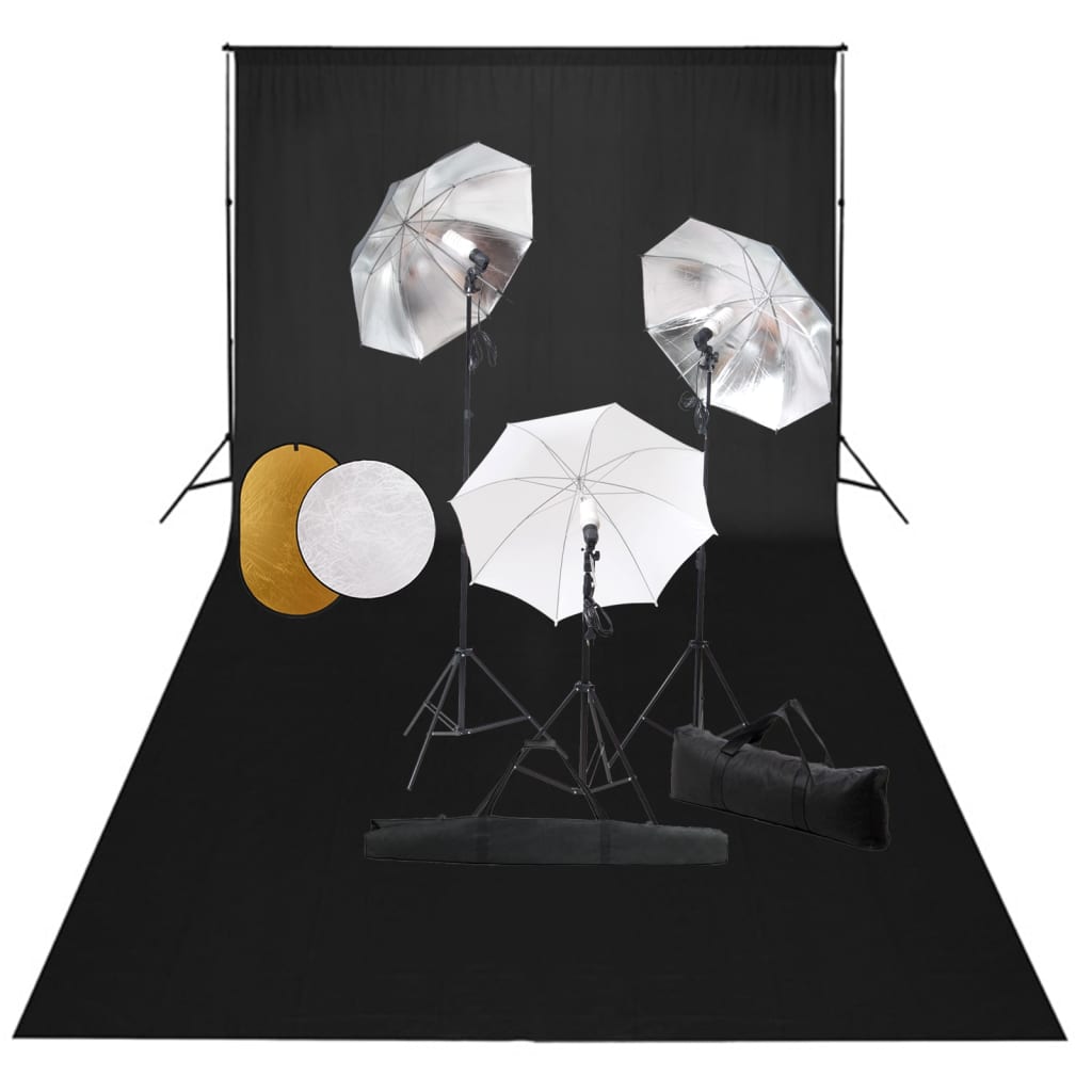 Kit De Studio Photo Avec Lampes Toile De Fond Et Réflecteur