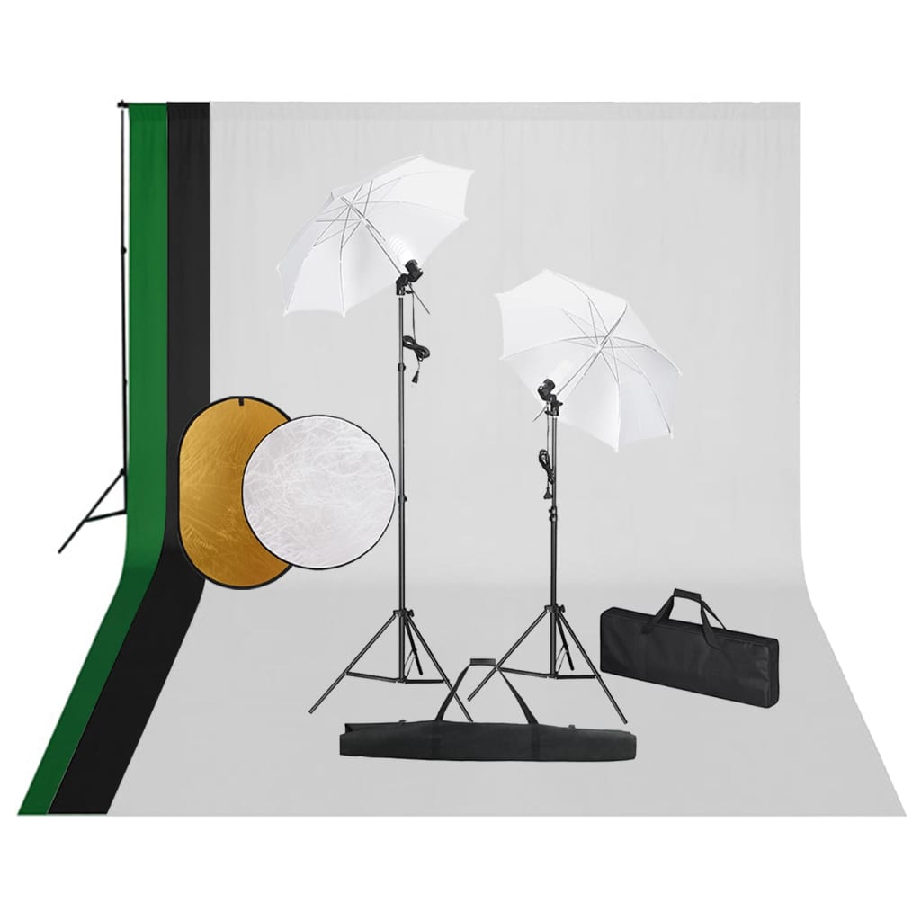Kit De Studio Photo Avec Lampes Toile De Fond Et Réflecteur