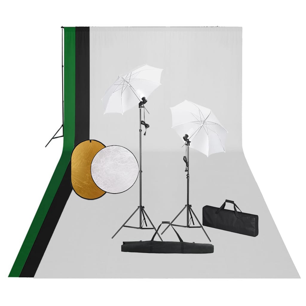 Kit De Studio Photo Avec Lampes Toile De Fond Et Réflecteur
