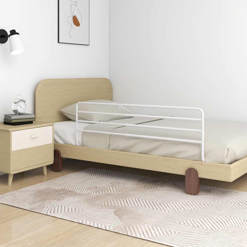 Barrière De Sécurité De Lit D'enfant Blanc (76-137)X55 Cm Fer