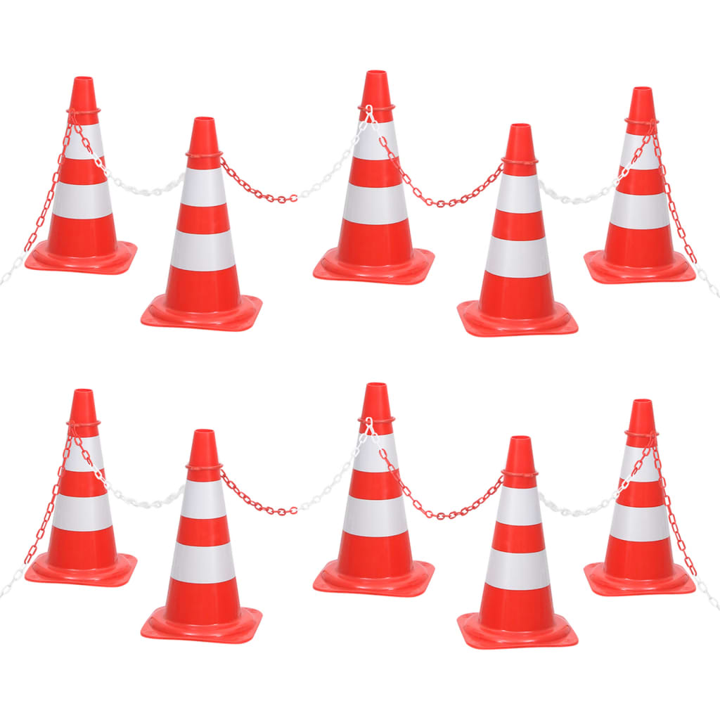Cône De Signalisation Réfléchissant 10 Pcs 50 Cm Rouge Et Blanc