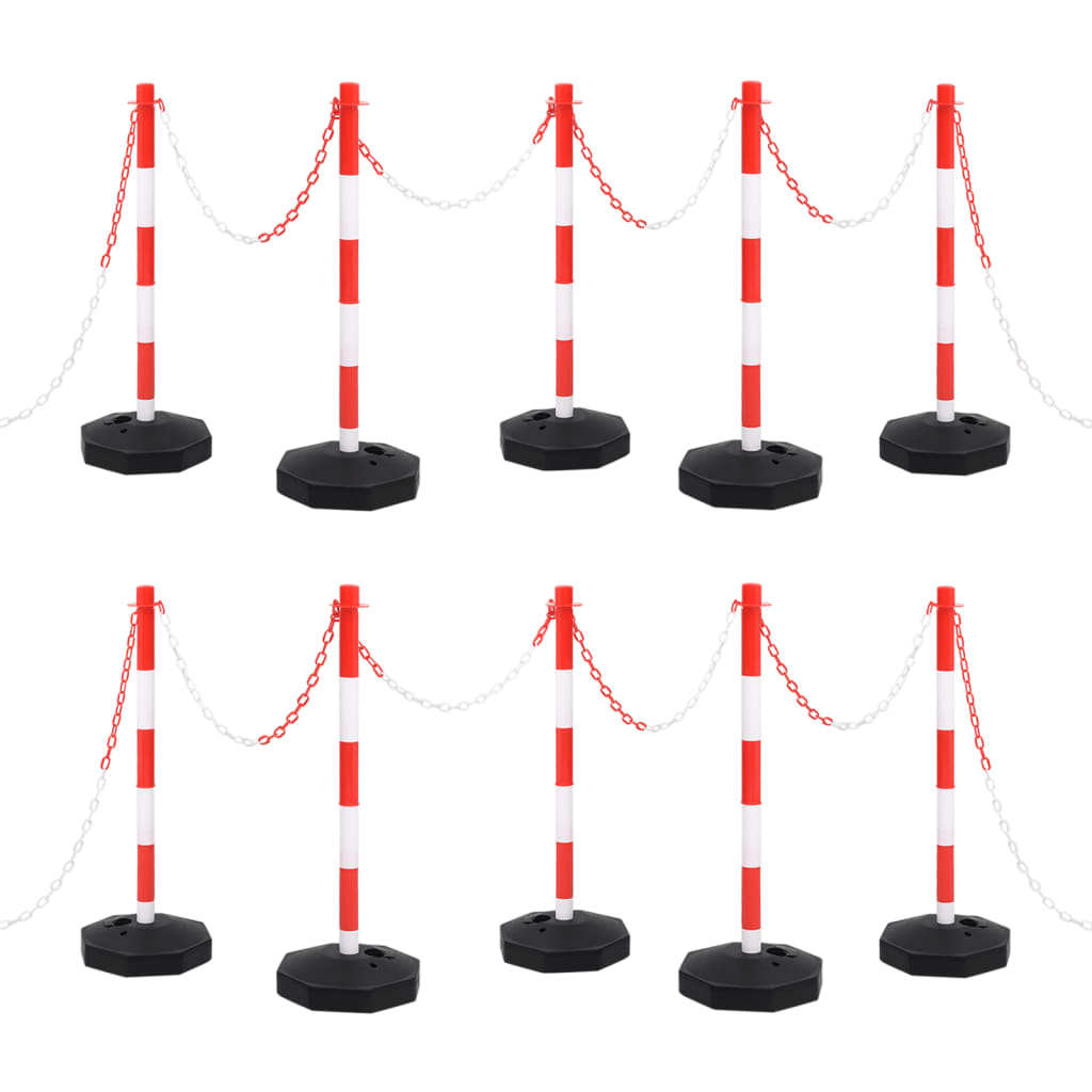 Ensemble De Poteaux De Balisage À Chaîne 10 M Plastique