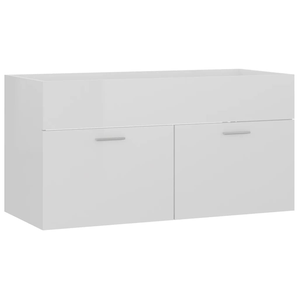 Armoire D'évier Avec Lavabo Intégré Aggloméré Blanc Brillant