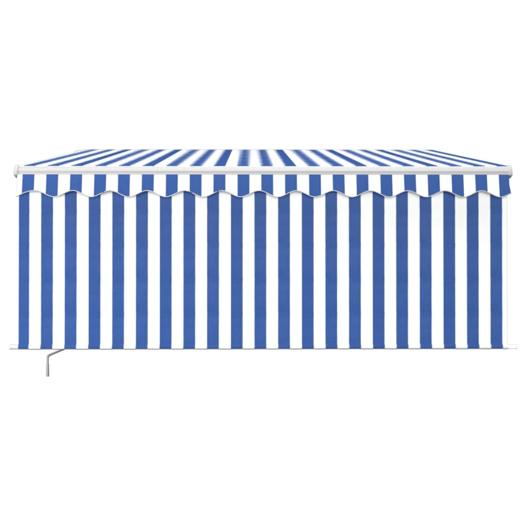 Auvent Manuel Rétractable Et Store Et Led 3X2,5 M Bleu Et Blanc