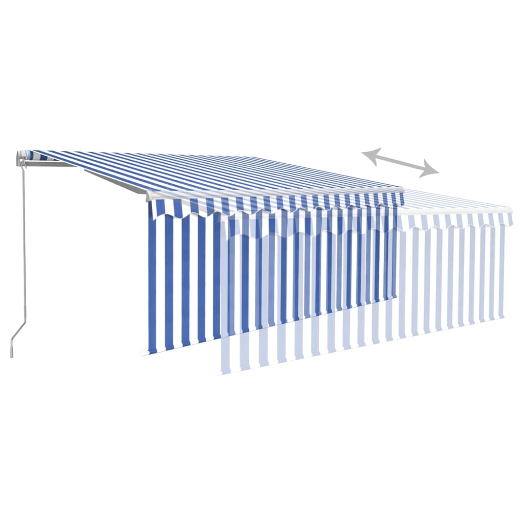 Auvent Manuel Rétractable Et Store Et Led 3X2,5 M Bleu Et Blanc