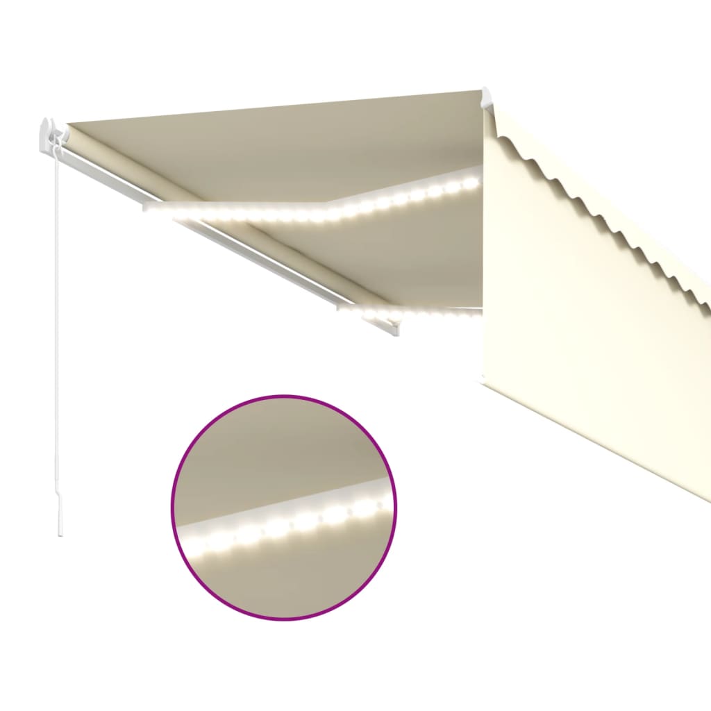 Auvent Manuel Rétractable Avec Store Et Led 3X2,5 M Crème