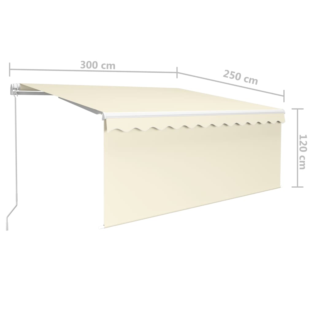Auvent Manuel Rétractable Avec Store Et Led 3X2,5 M Crème