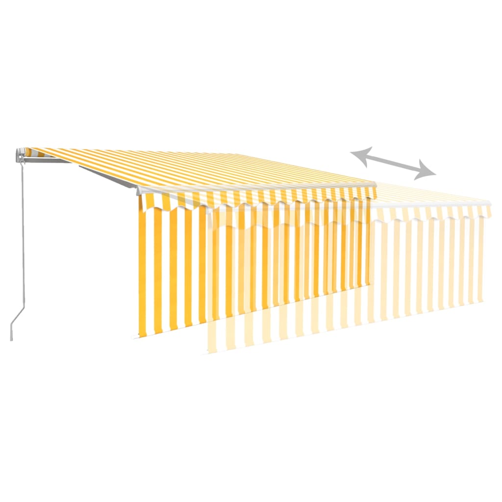 Auvent Manuel Rétractable Avec Store Led 3X2,5 M Jaune Et Blanc