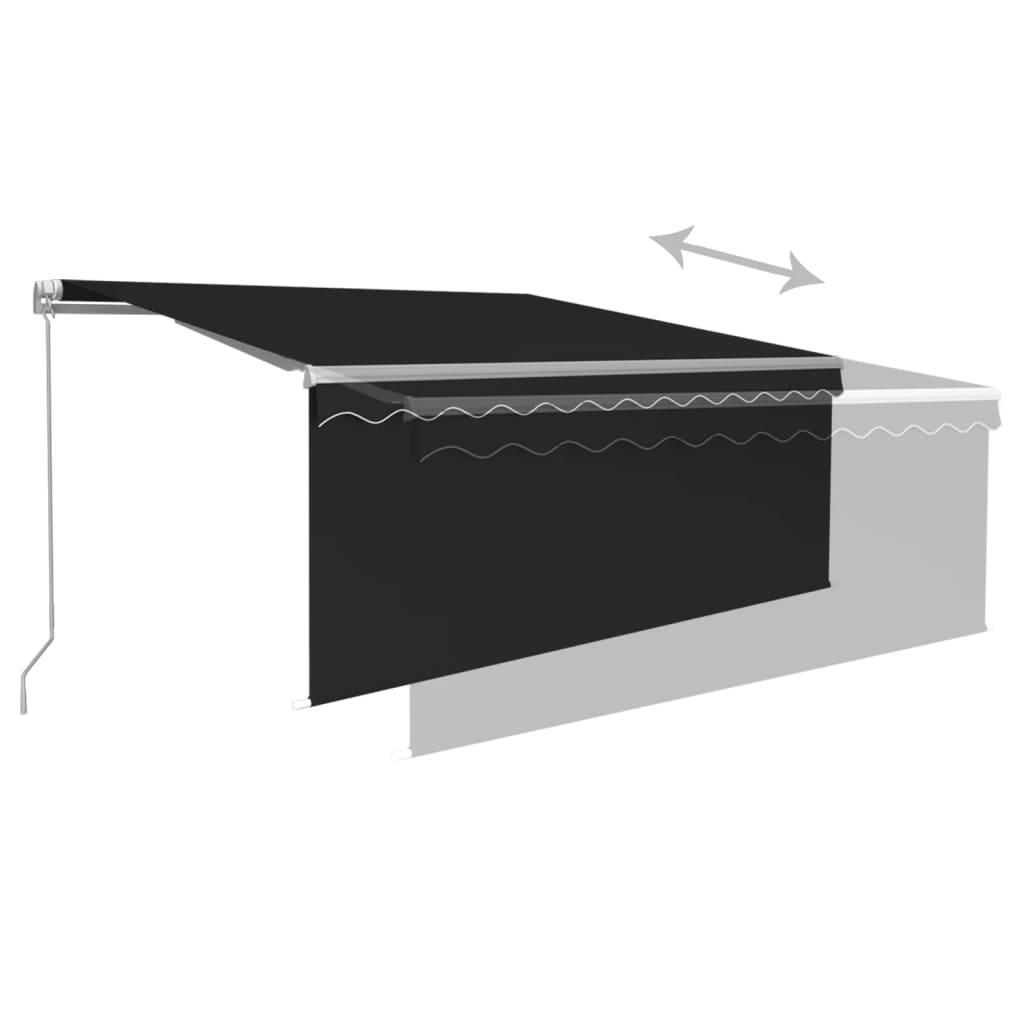 Auvent Manuel Rétractable Avec Store Et Led 3X2,5 M Anthracite