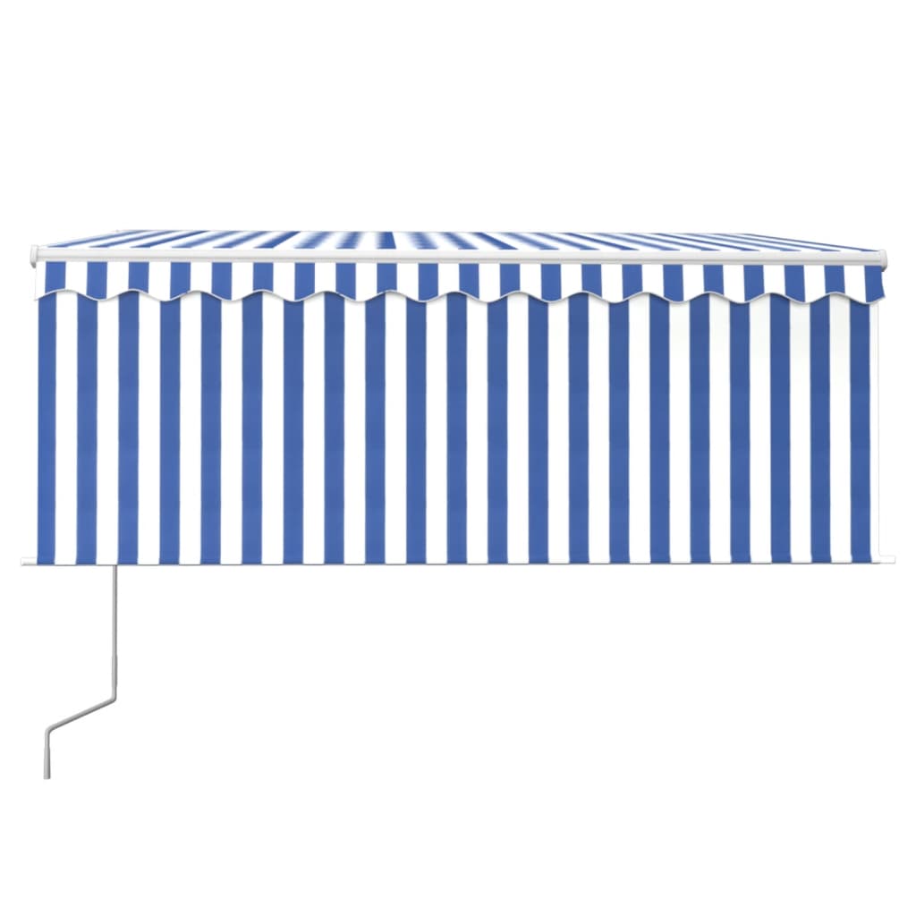 Auvent Rétractable Automatique Avec Store 3X2,5 M Bleu Et Blanc
