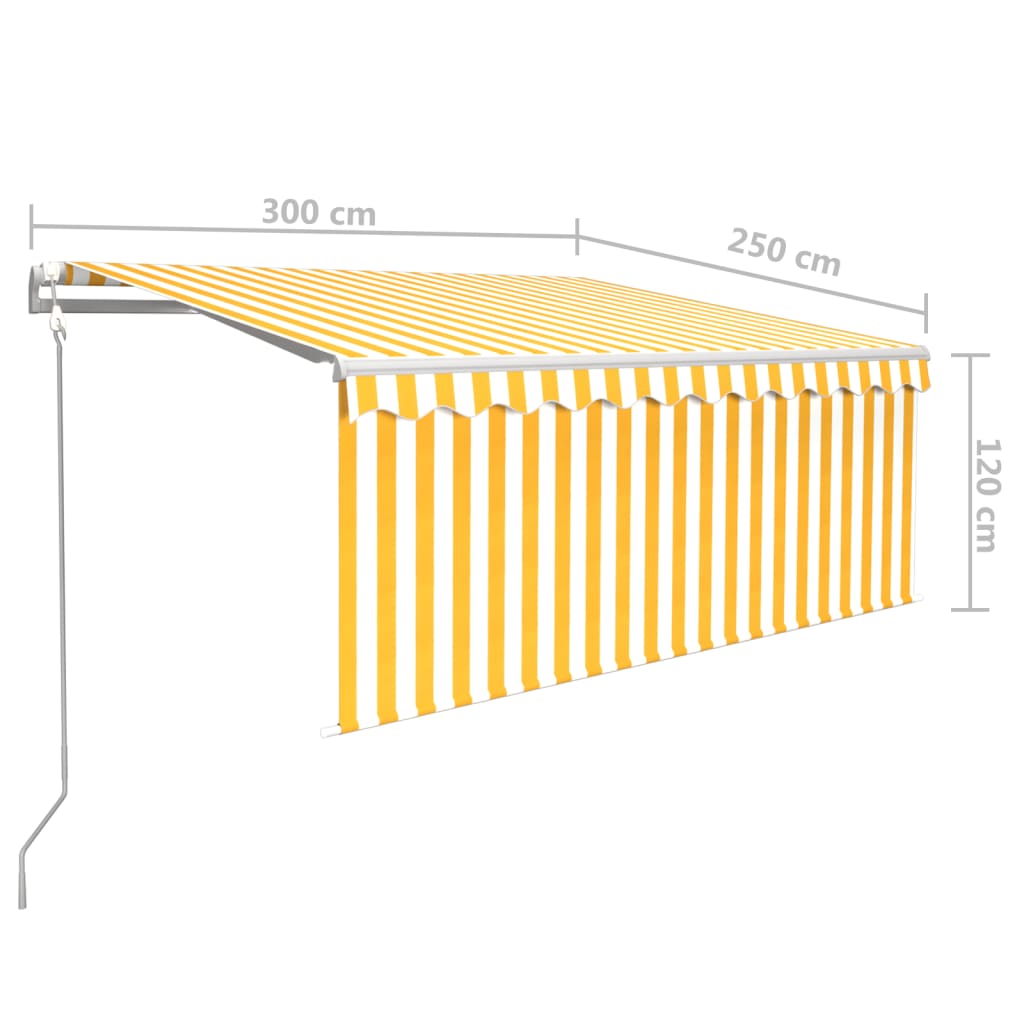 Auvent Rétractable Automatique Avec Store 3X2,5M Jaune Et Blanc
