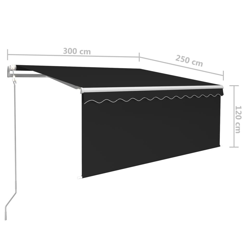 Auvent Rétractable Automatique Avec Store 3X2,5 M Anthracite