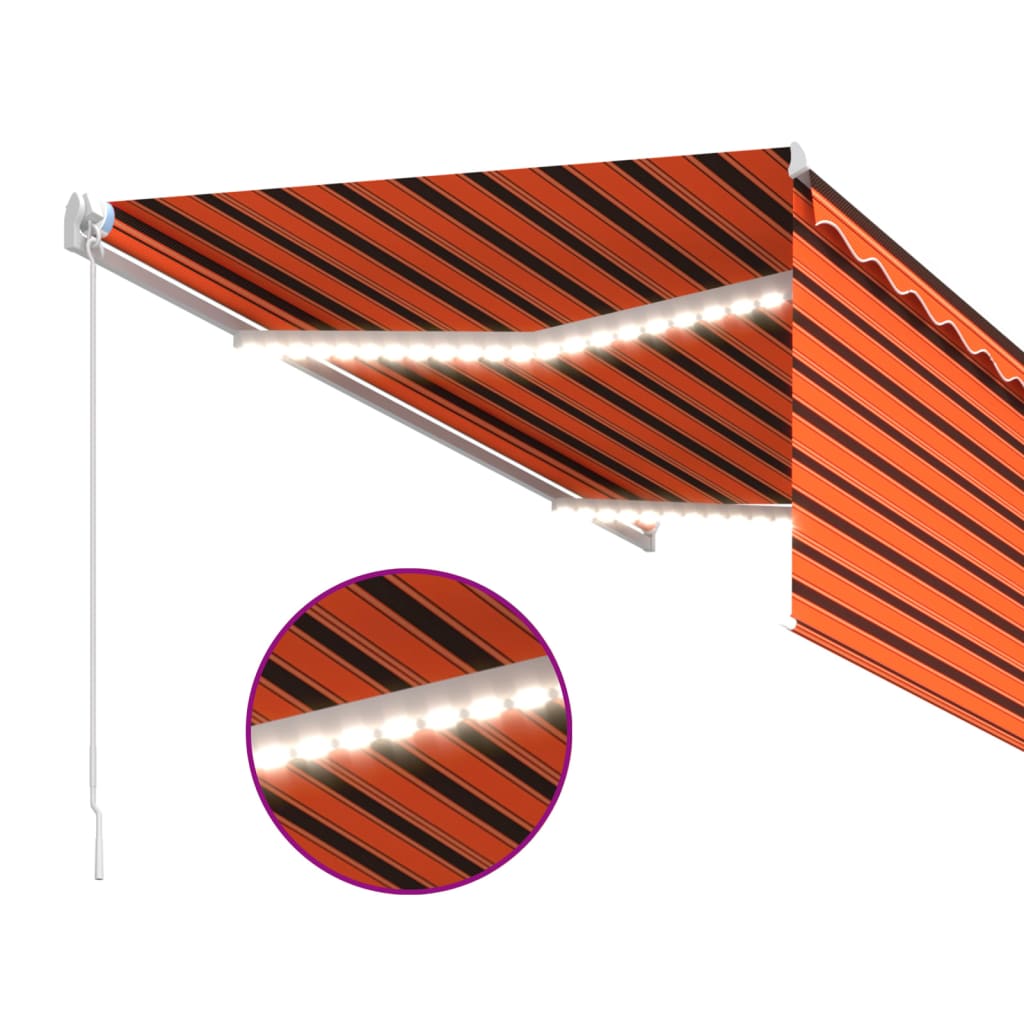 Auvent Rétractable Manuel Store Led 3,5X2,5 M Orange Et Marron