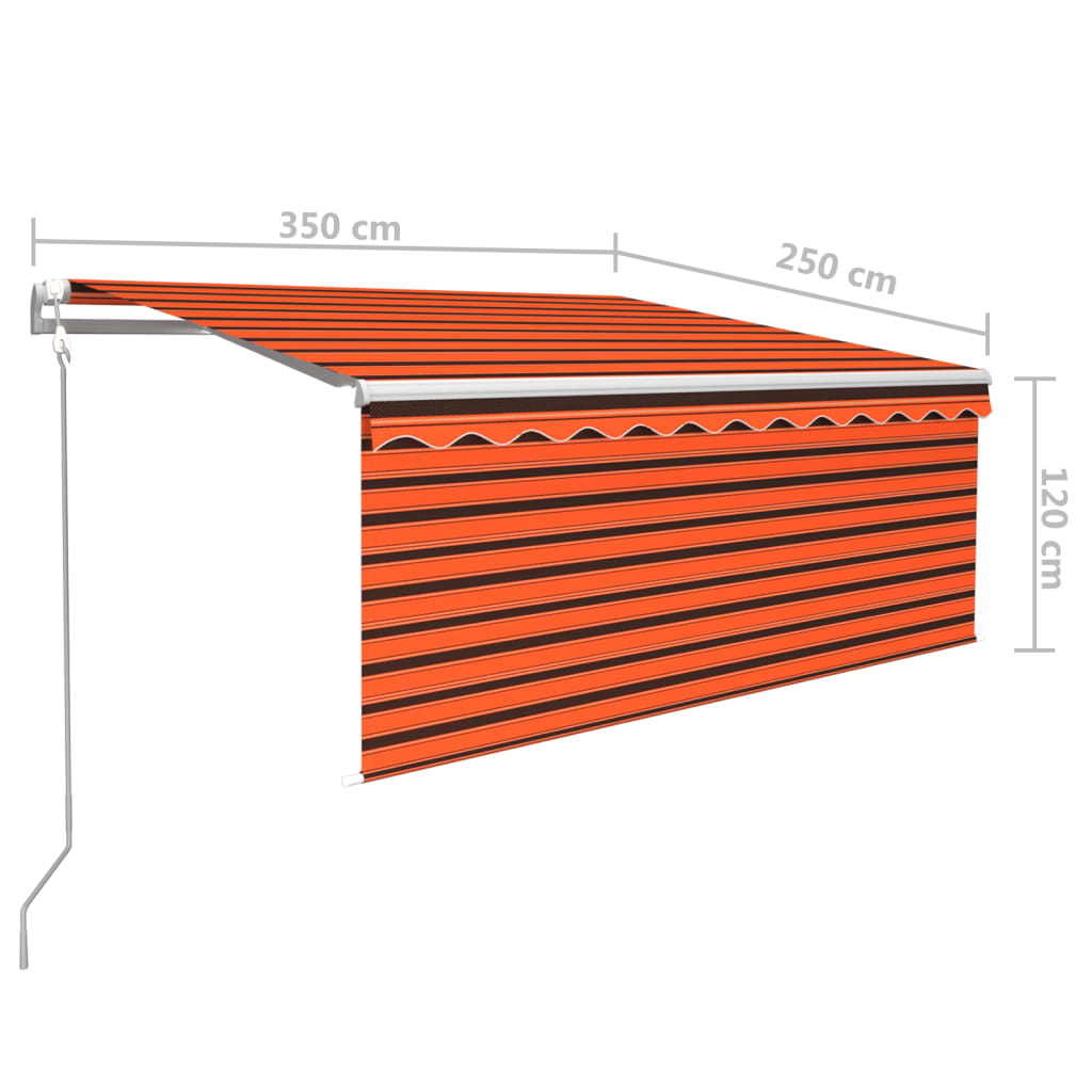 Auvent Rétractable Automatique Store 3,5X2,5 M Orange Et Marron