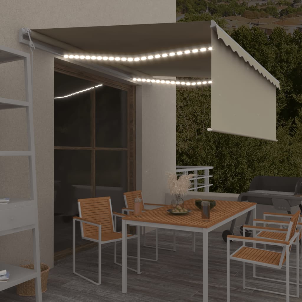 Auvent Automatique Store Capteur De Vent Et Led Crème