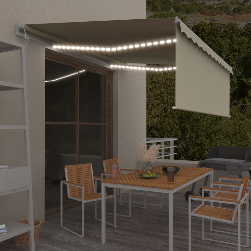 Auvent Automatique Store Capteur De Vent Et Led Crème