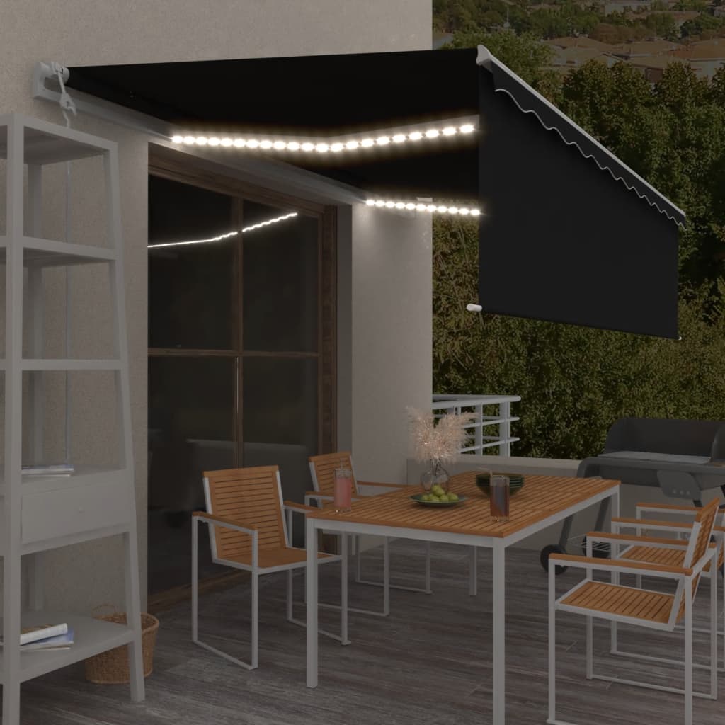 Auvent Automatique Store Capteur De Vent Et Led Anthracite