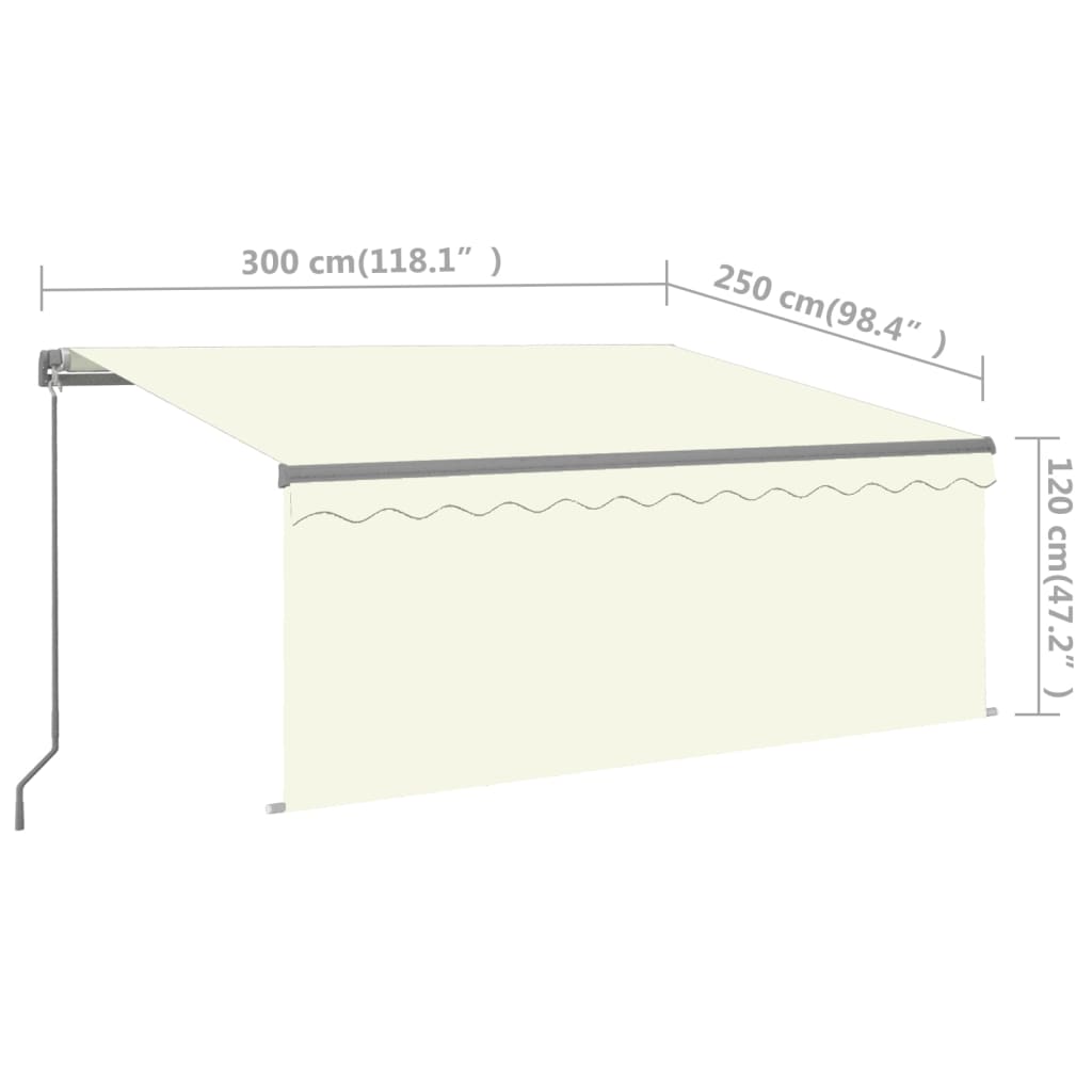 Auvent Manuel Rétractable Avec Store Et Led 3X2,5 M Crème