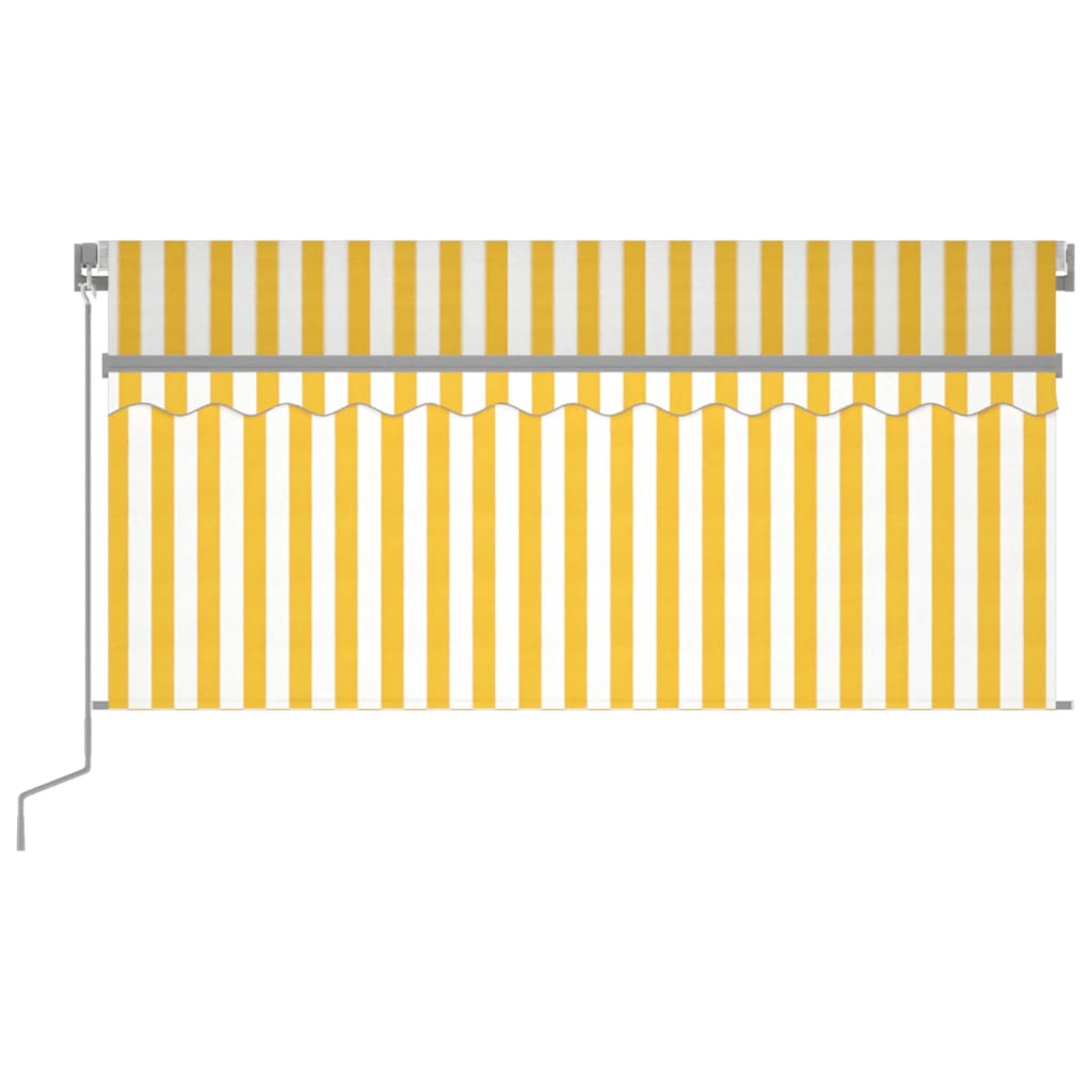 Auvent Manuel Rétractable Avec Store Led 3X2,5 M Jaune Et Blanc