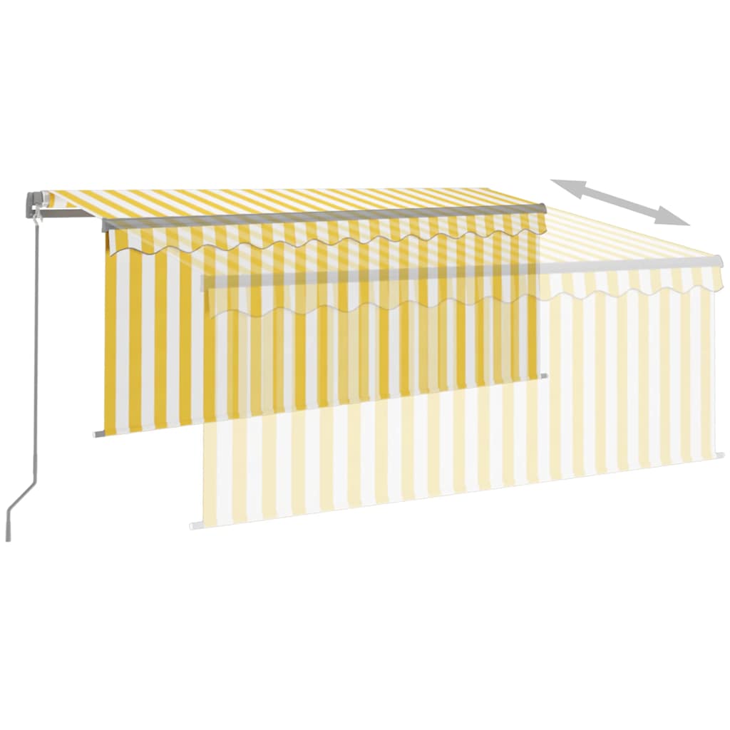 Auvent Manuel Rétractable Avec Store Led 3X2,5 M Jaune Et Blanc