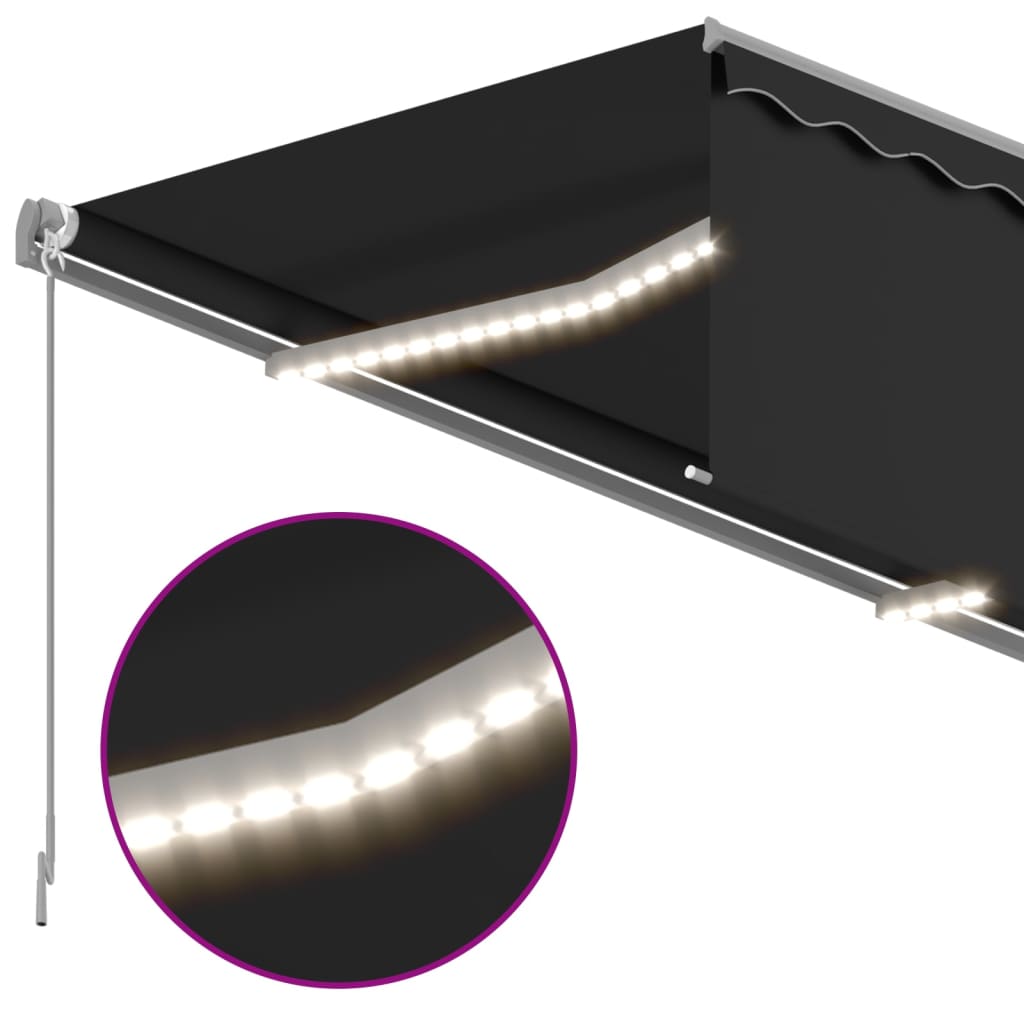 Auvent Manuel Rétractable Et Store Et Led 3X2,5 M Anthracite