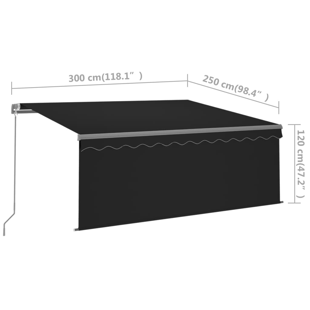 Auvent Manuel Rétractable Et Store Et Led 3X2,5 M Anthracite