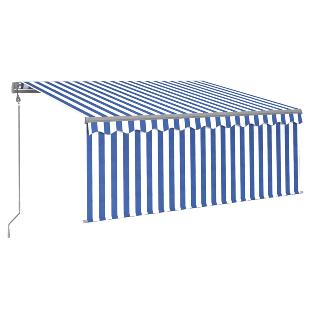 Auvent Automatique Store Led Capteur De Vent 3X2,5 M Bleu/Blanc Bleu Et Blanc
