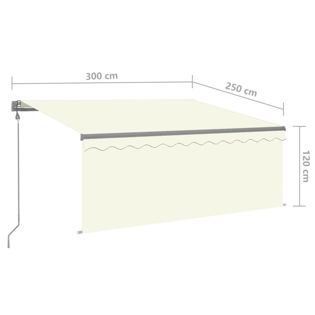 Auvent Automatique Store Capteur De Vent Et Led 3X2,5 M Crème