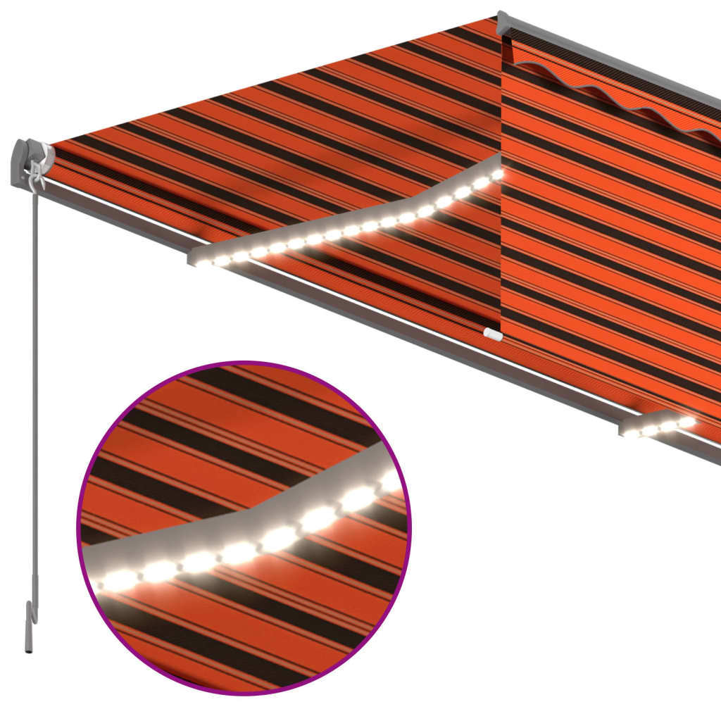 Auvent Rétractable Manuel Store Led 3,5X2,5 M Orange Et Marron
