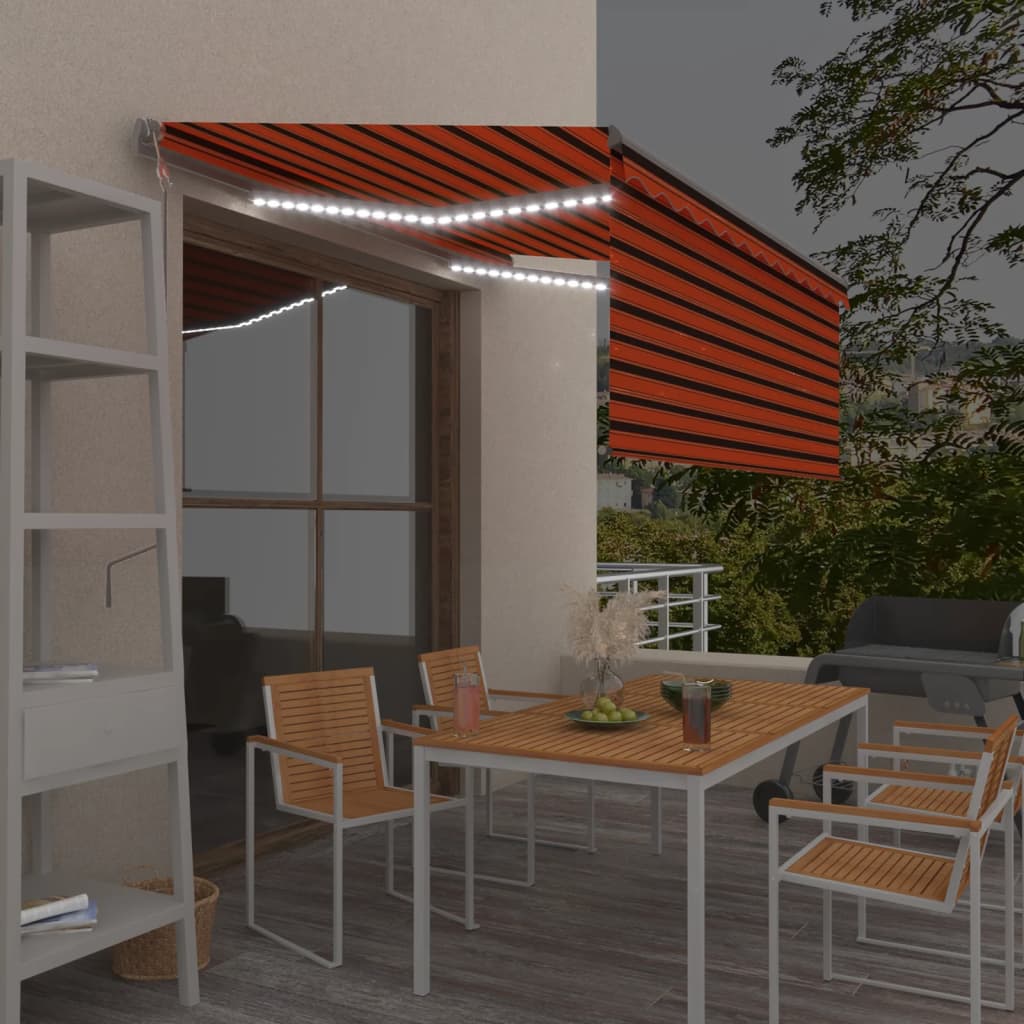 Auvent Automatique Store Capteur De Vent Led Orange Et Marron