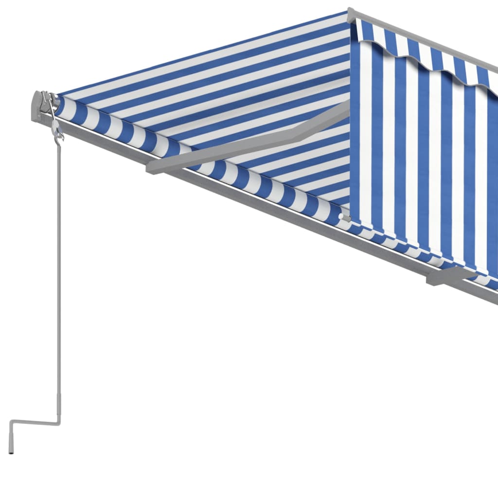 Auvent Manuel Rétractable Avec Store Bleu Et Blanc