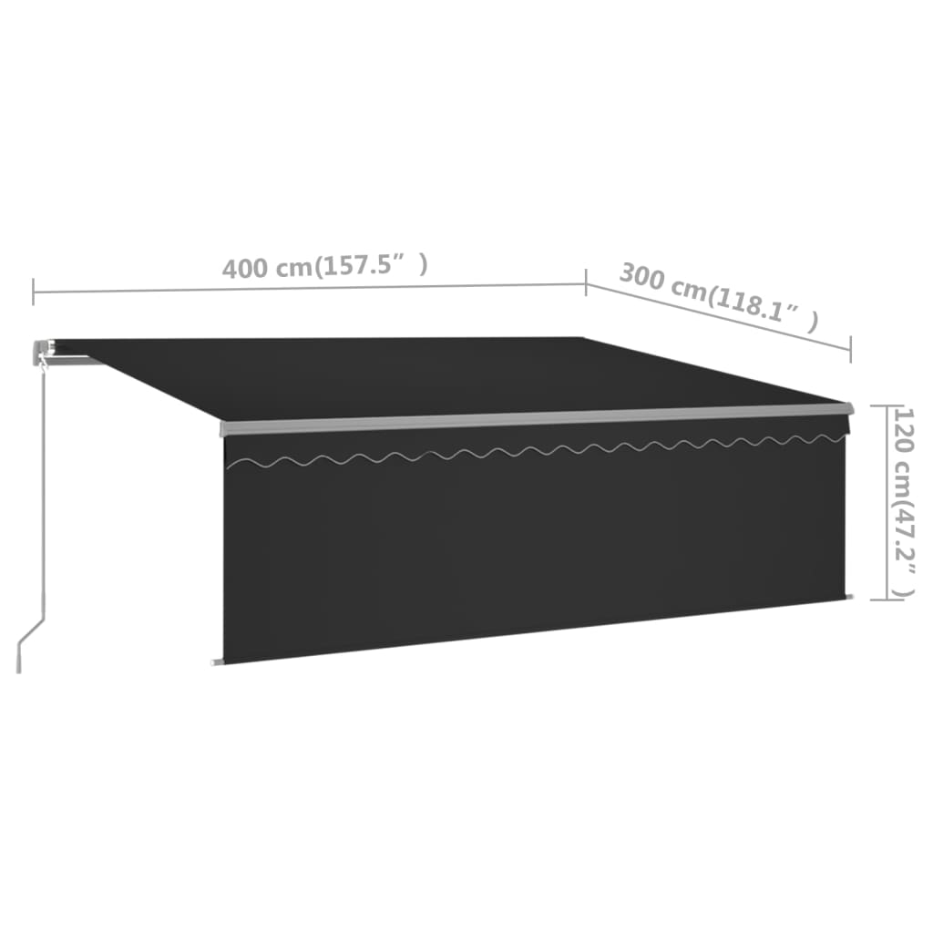 Auvent Manuel Rétractable Avec Store Anthracite