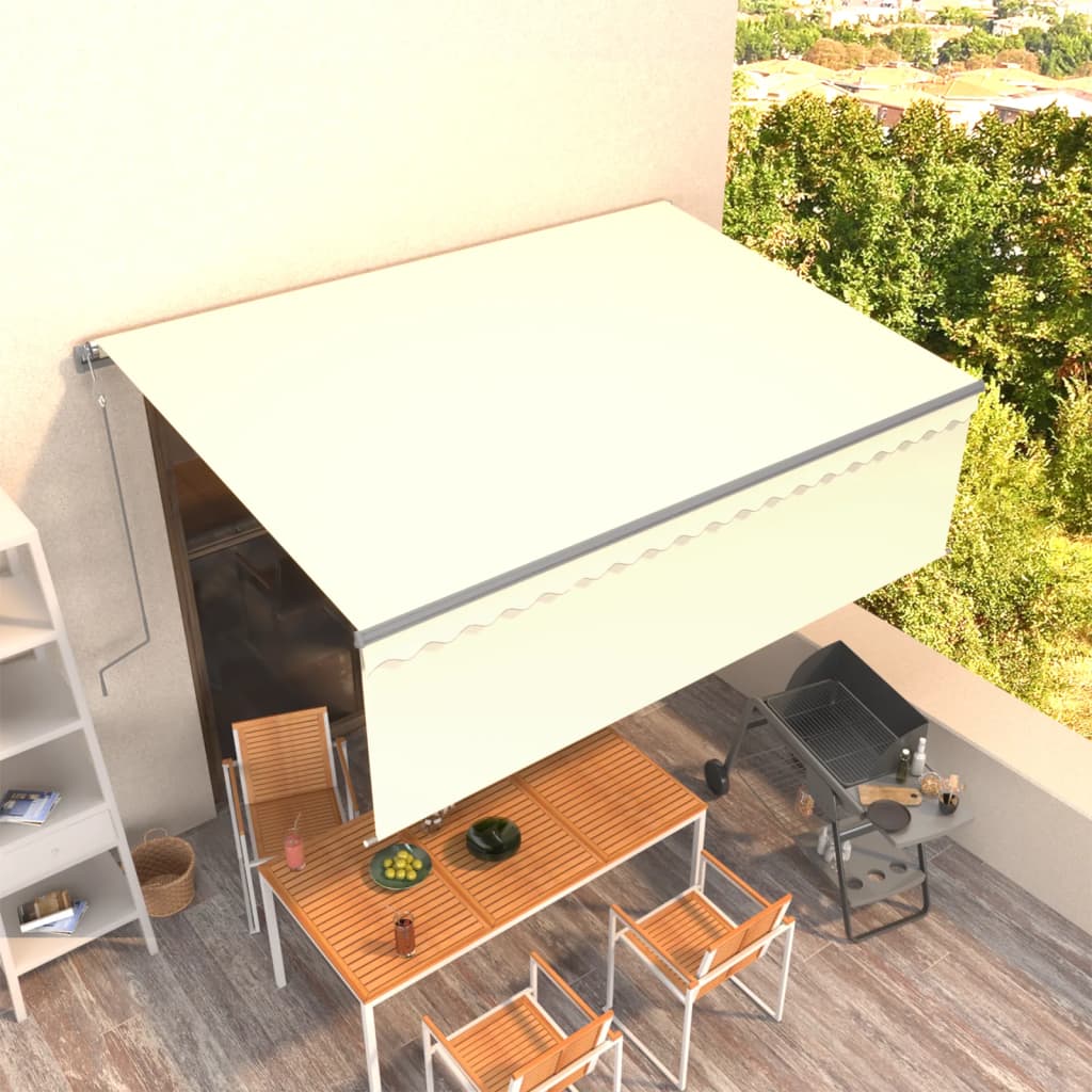 Auvent Automatique Rétractable Avec Store Crème