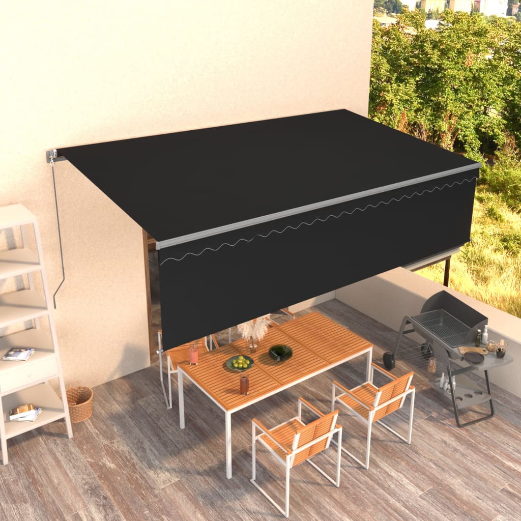 Auvent Manuel Rétractable Avec Store Anthracite