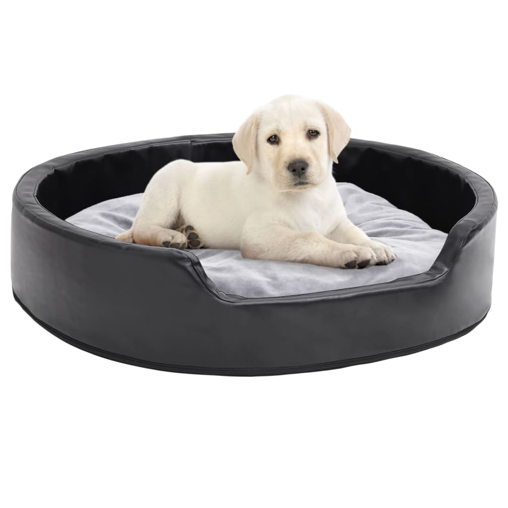Lit Pour Chiens Noir Et Peluche Et Similicuir